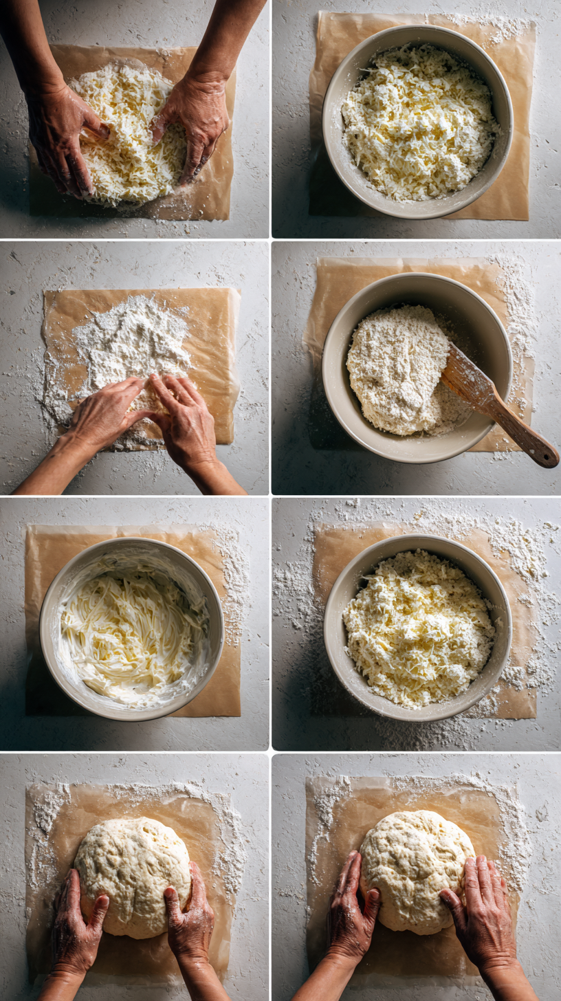 Preparing Keto Garlic Parmesan Bagels step by step cooking process