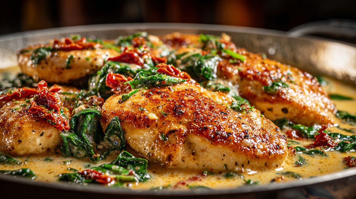 Hero shot of Keto Tomato Chicken Skillet, showcasing the finished dish with vibrant colors and textures.