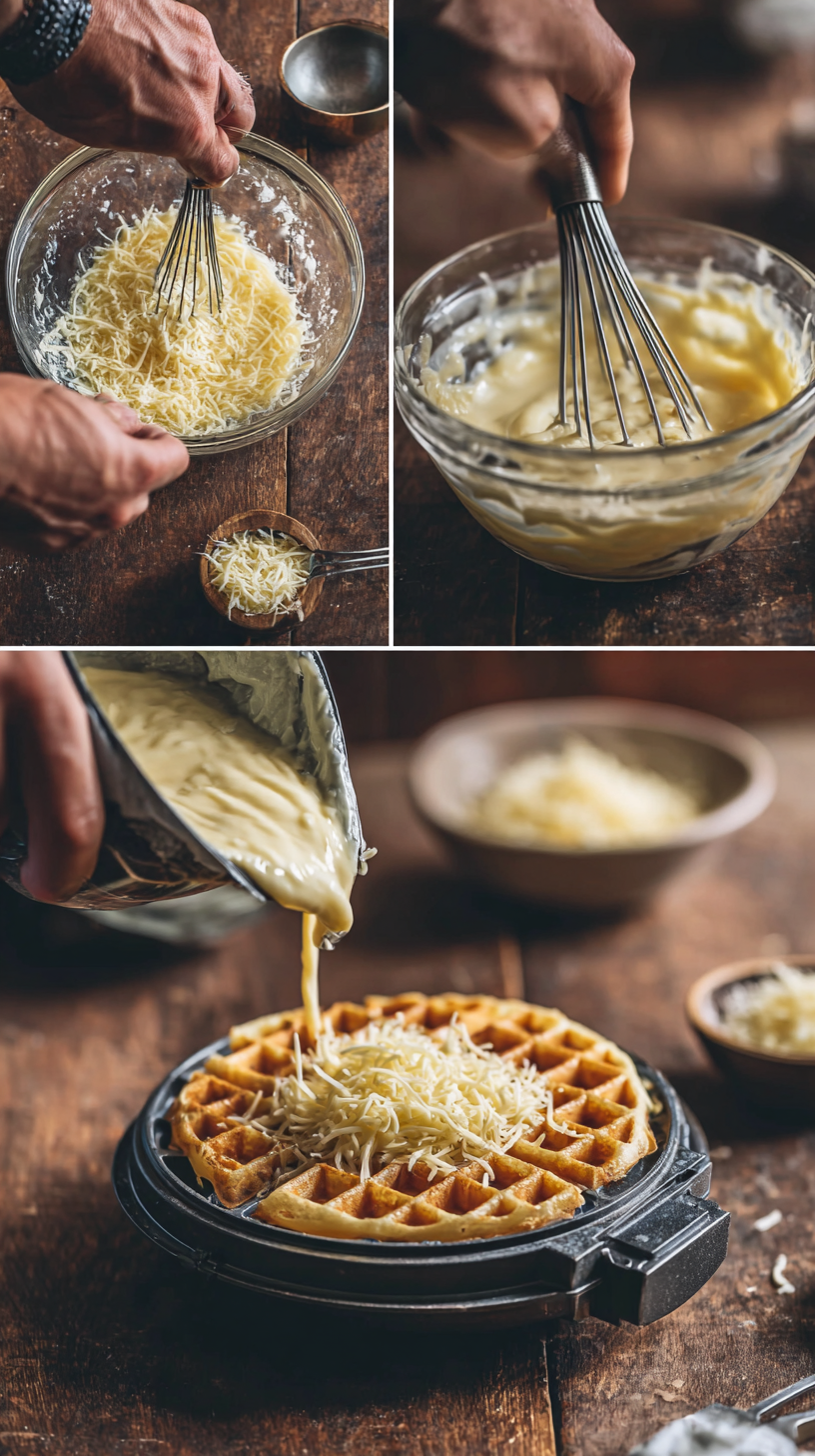 Preparing Low Carb Chaffle step by step cooking process