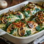 Low-Carb Chicken Spinach Mushroom Bake hero shot