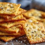 Low Carb Keto Crackers hero shot with golden crispy texture