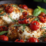 Mozzarella Chicken Basil hero shot with melted mozzarella and fresh basil