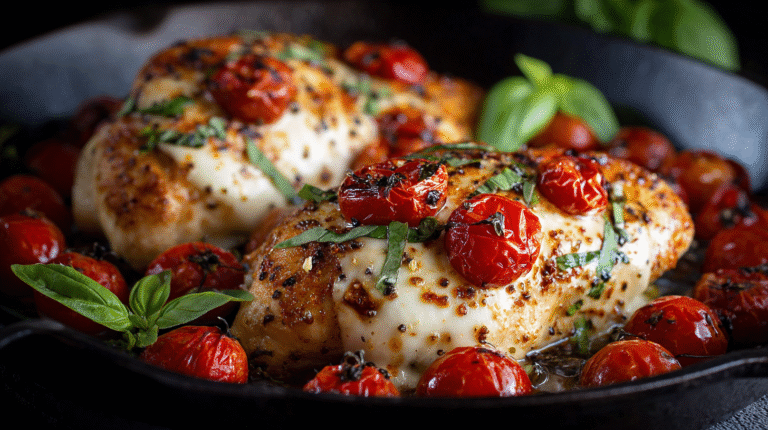 Mozzarella Chicken Basil hero shot with melted mozzarella and fresh basil