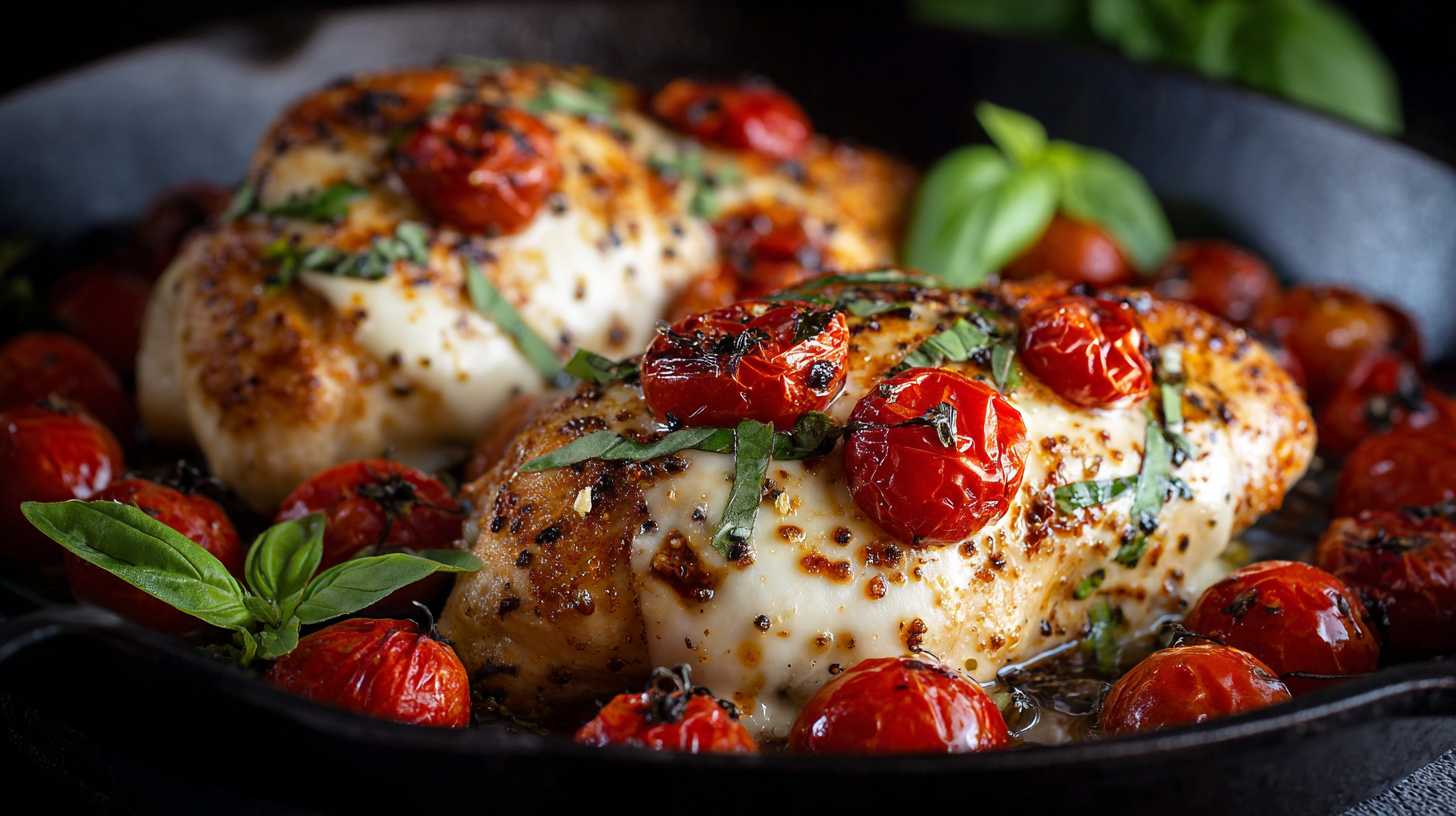 Mozzarella Chicken Basil hero shot with melted mozzarella and fresh basil