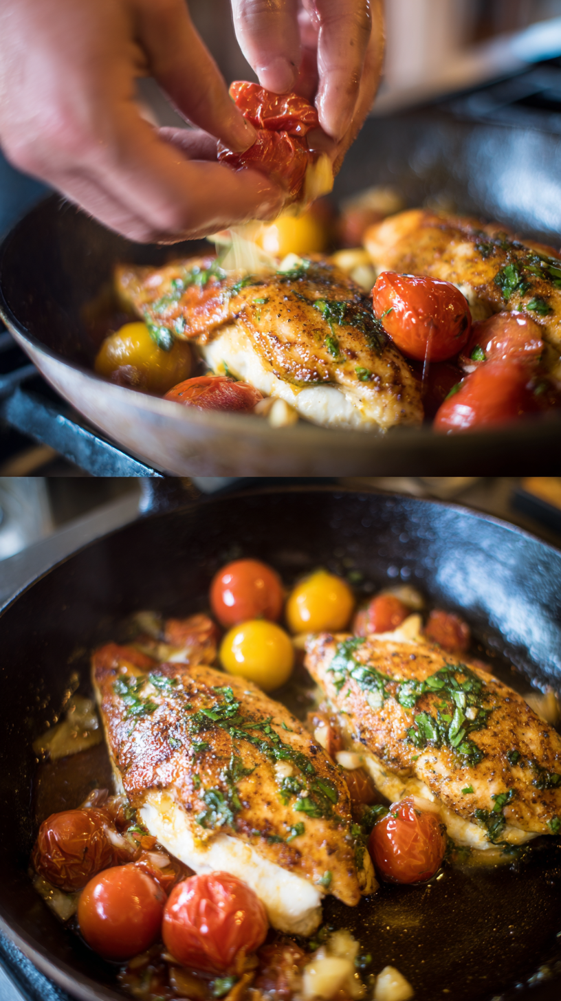 Preparing Mozzarella Chicken Basil step by step cooking process