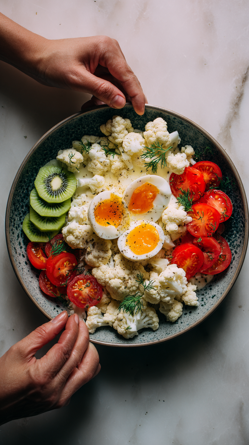 Preparing Rainbow Breakfast Plate step by step cooking process