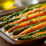 Roasted Asparagus & Carrots hero shot of the finished dish