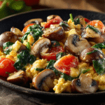 Scrambled Eggs with Mushrooms, Spinach & Tomatoes hero shot