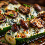 Spinach, Mushroom, and Ricotta Stuffed Zucchini hero shot