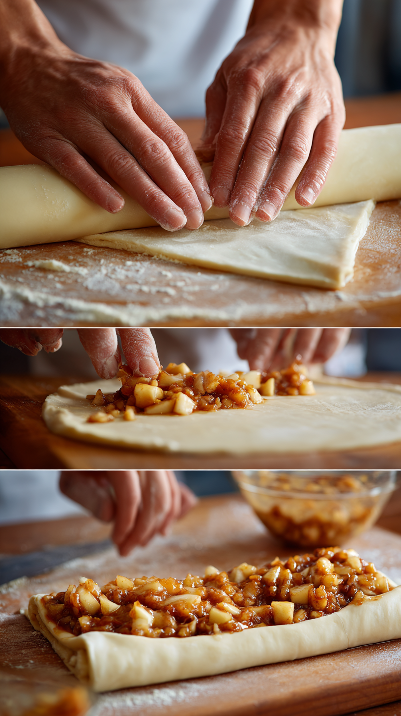 Preparing Apple Kringle step by step cooking process