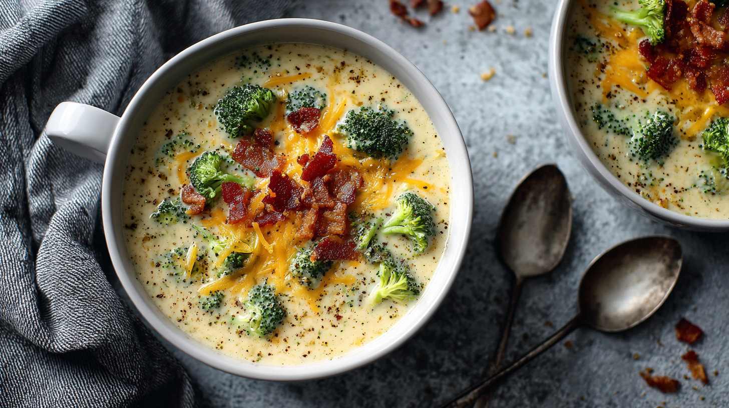 Broccoli Cheddar Soup (Keto) hero shot of the finished dish
