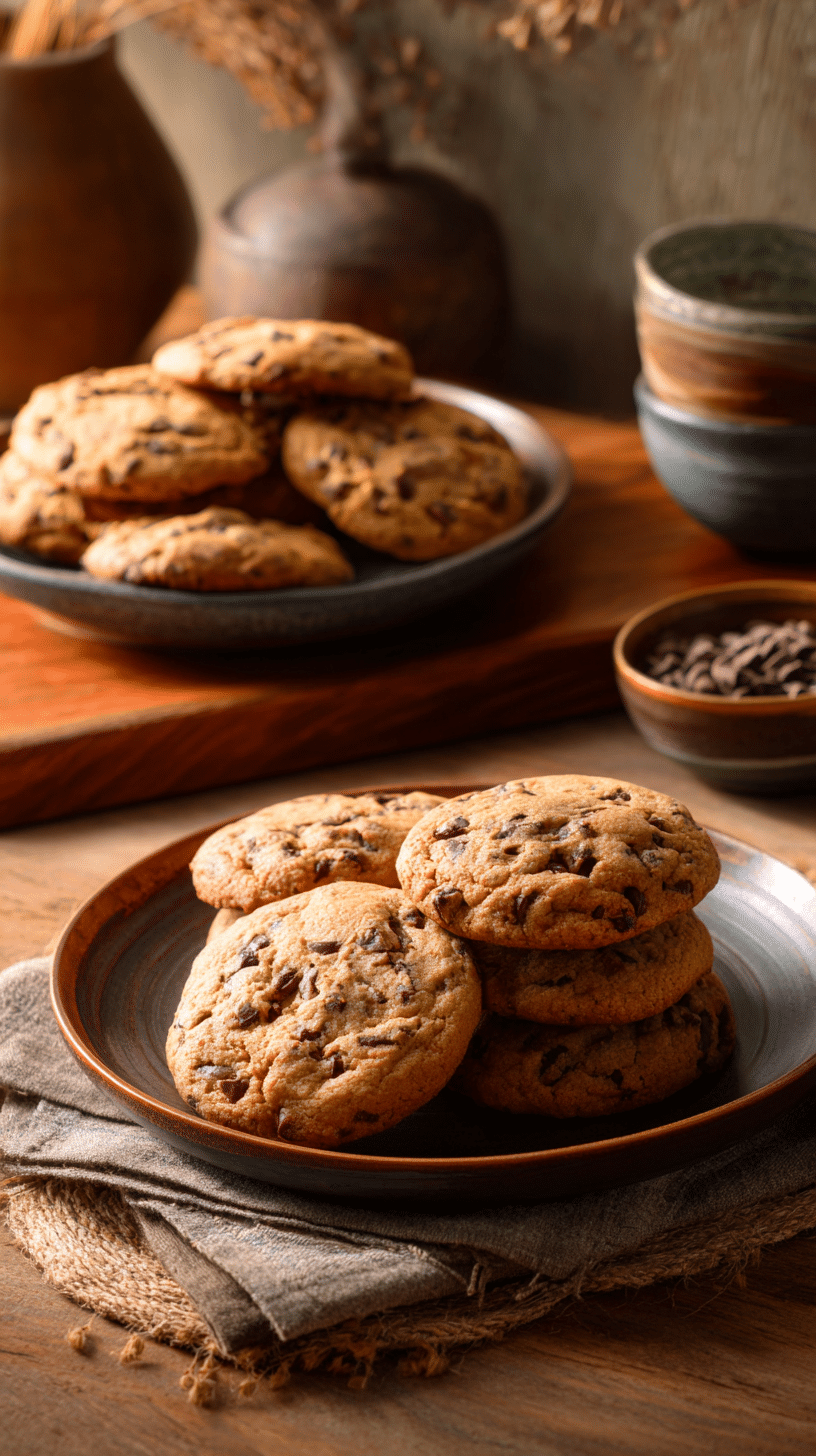 Chocolate Chip Cookies being served on beautiful dinnerware