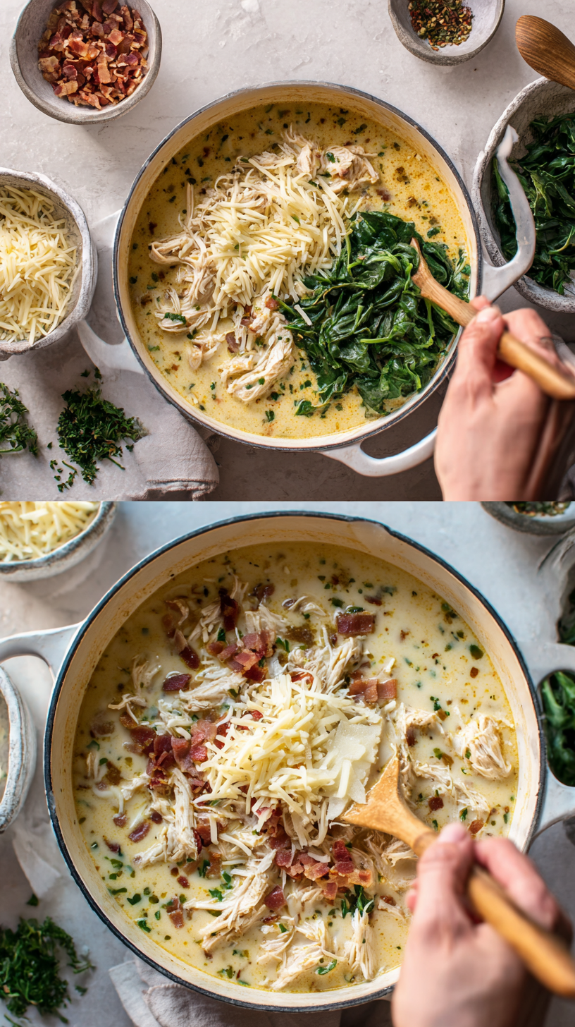 Preparing Crack Chicken Soup (Keto) step by step cooking process