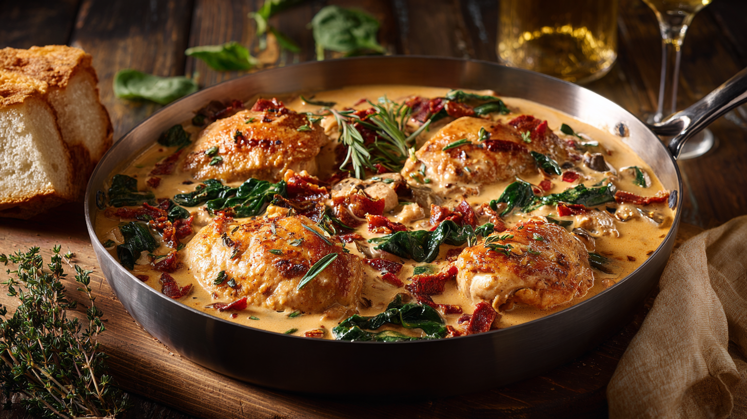 Creamy Tuscan Chicken (“Marry Me Chicken”) hero shot of the finished dish