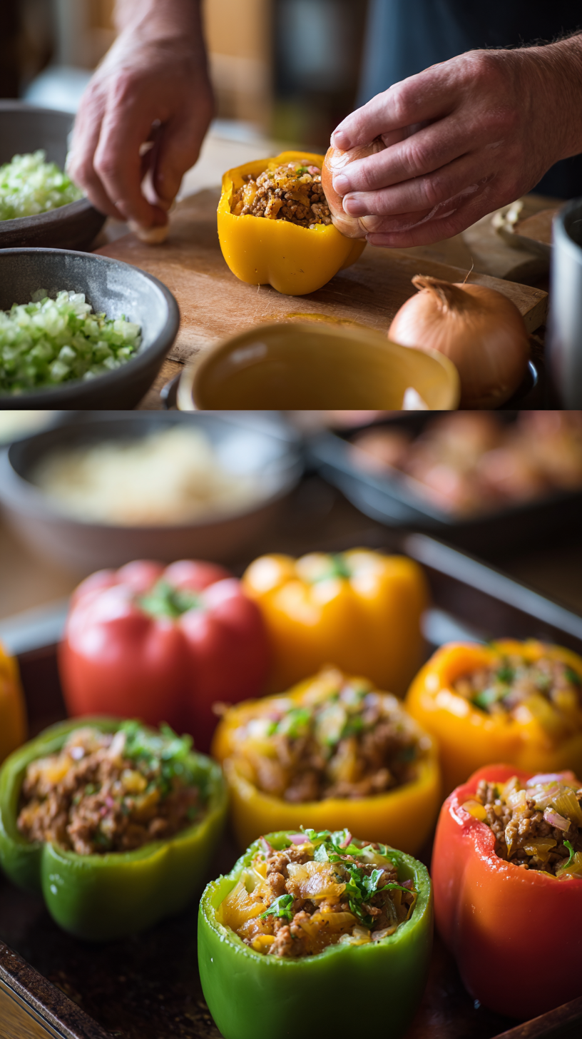 Preparing Low Carb Stuffed Bell step by step cooking process