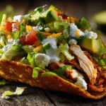 Naked Chicken Chalupa (Keto) hero shot with crispy chicken shell and toppings