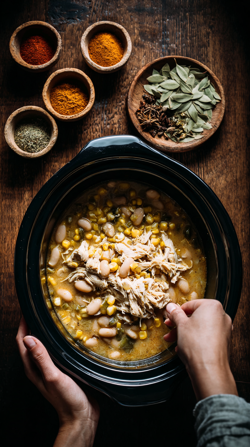 Preparing White Chicken Chili (Crockpot) step by step cooking process