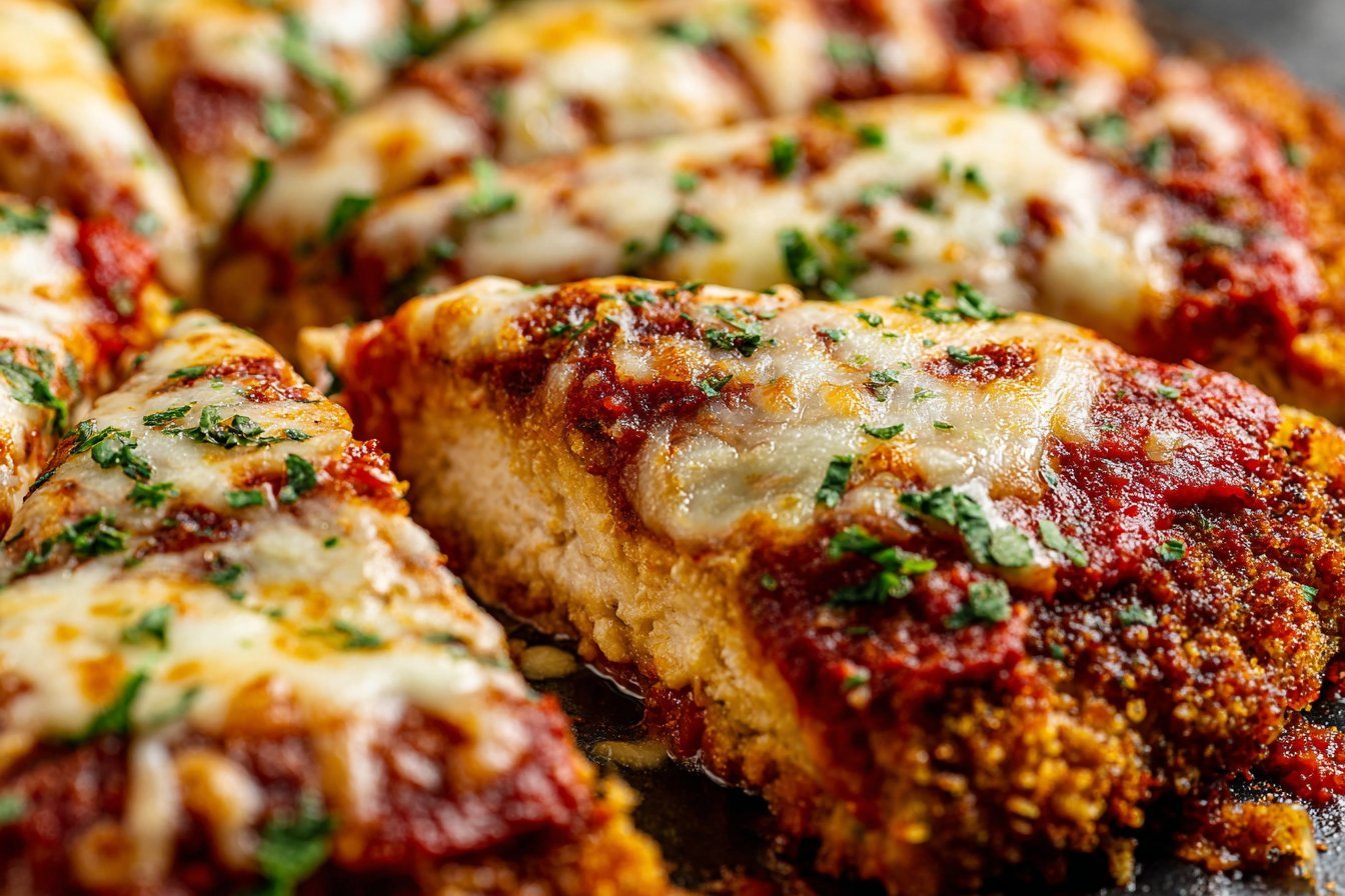 Keto Chicken Parmesan with Almond Flour Crust featured