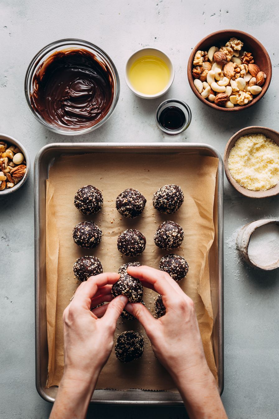 Dark Chocolate Quinoa Crunch Balls instructions process