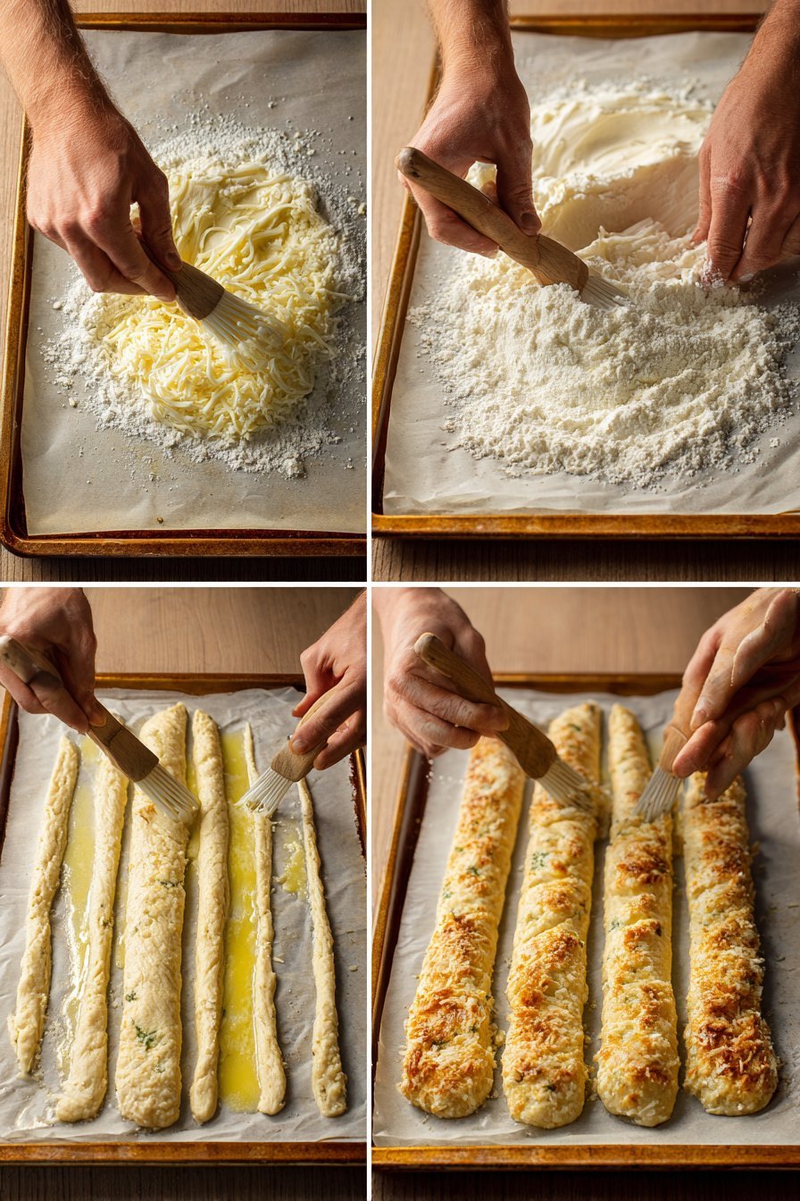 Keto Garlic Butter Breadsticks instructions process