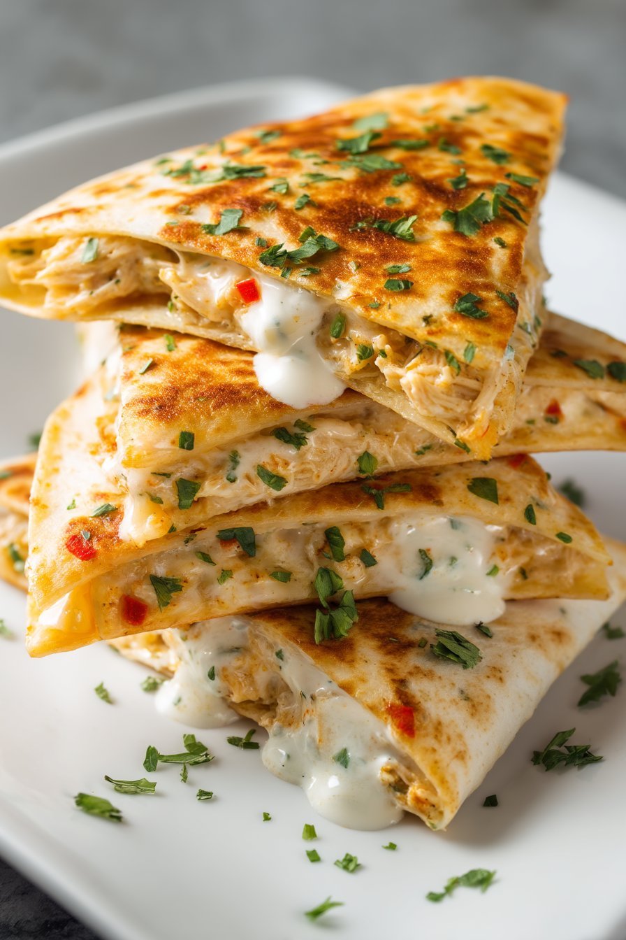 High-Protein Chicken Ranch Quesadilla : Crispy, Creamy & Low-Carb serving
