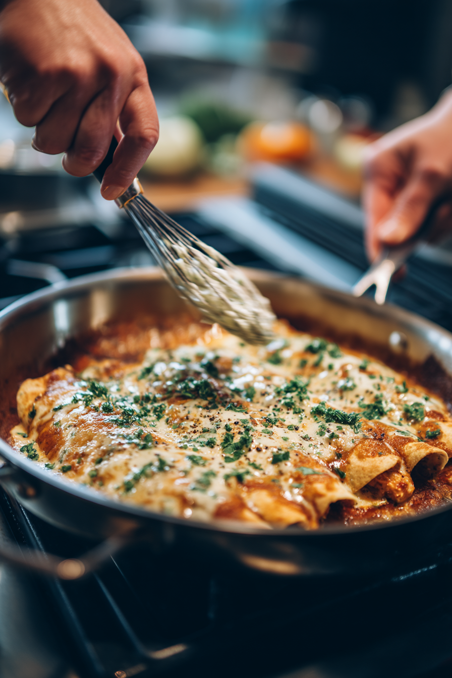 High Protein Chicken Enchiladas With White Sauce instructions process