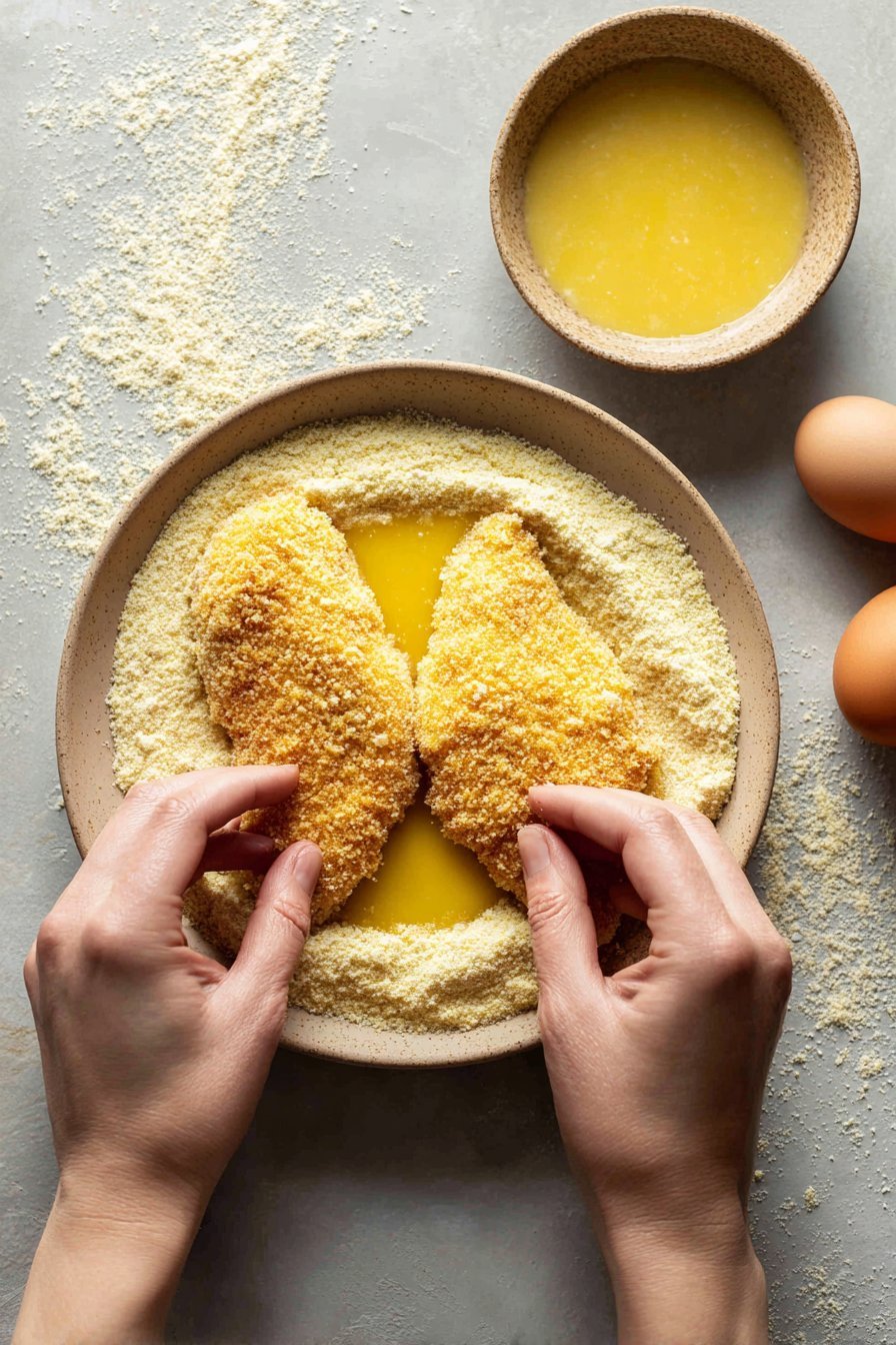 Keto Chicken Parmesan with Almond Flour Crust instructions process