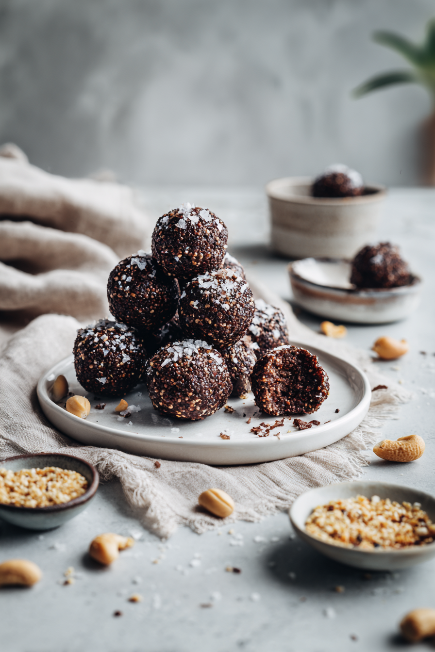 Dark Chocolate Quinoa Crunch Balls serving