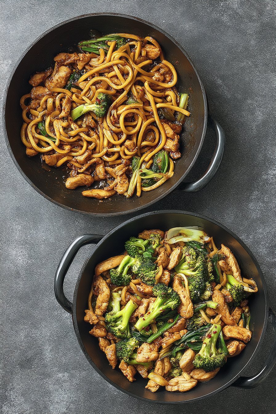 Spicy Garlic Chicken and Broccoli Noodle Bowls Delight You! instructions process