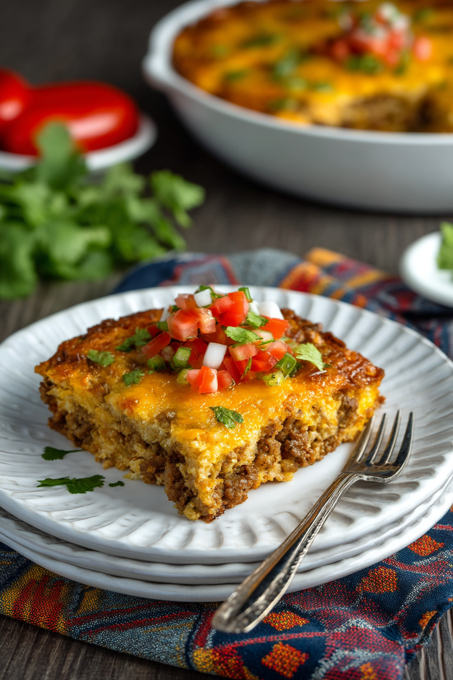 Delicious Keto Taco Casserole serving