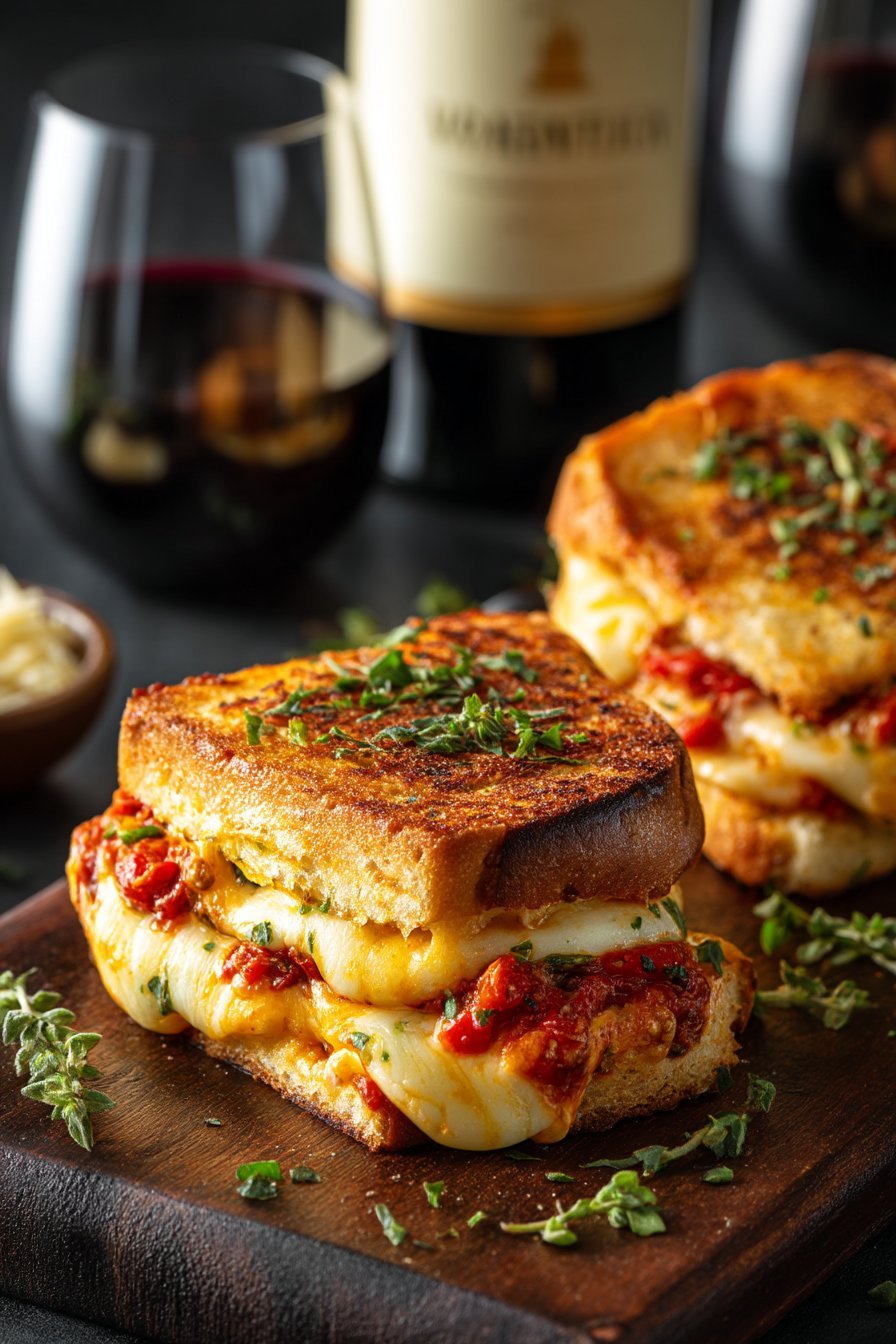 Garlic Bread Grilled Cheese serving