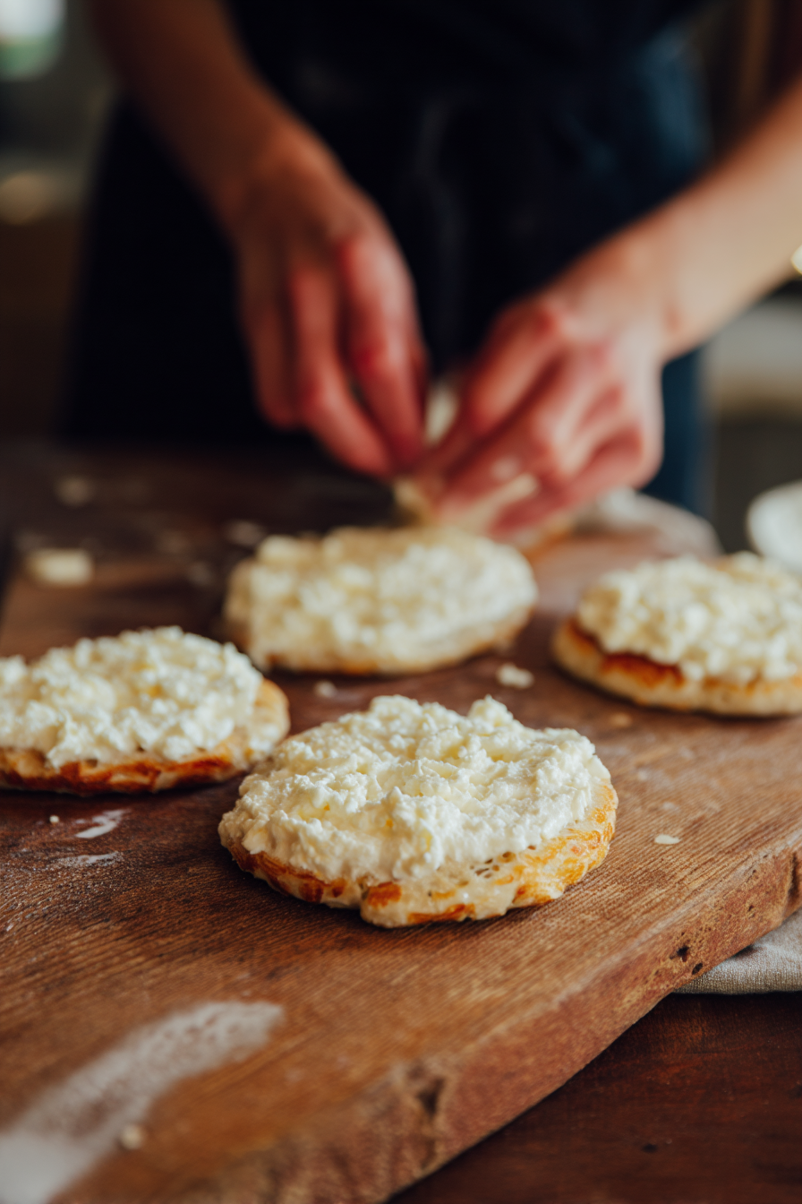 Garlic Parmesan Cottage Cheese Bagels instructions process