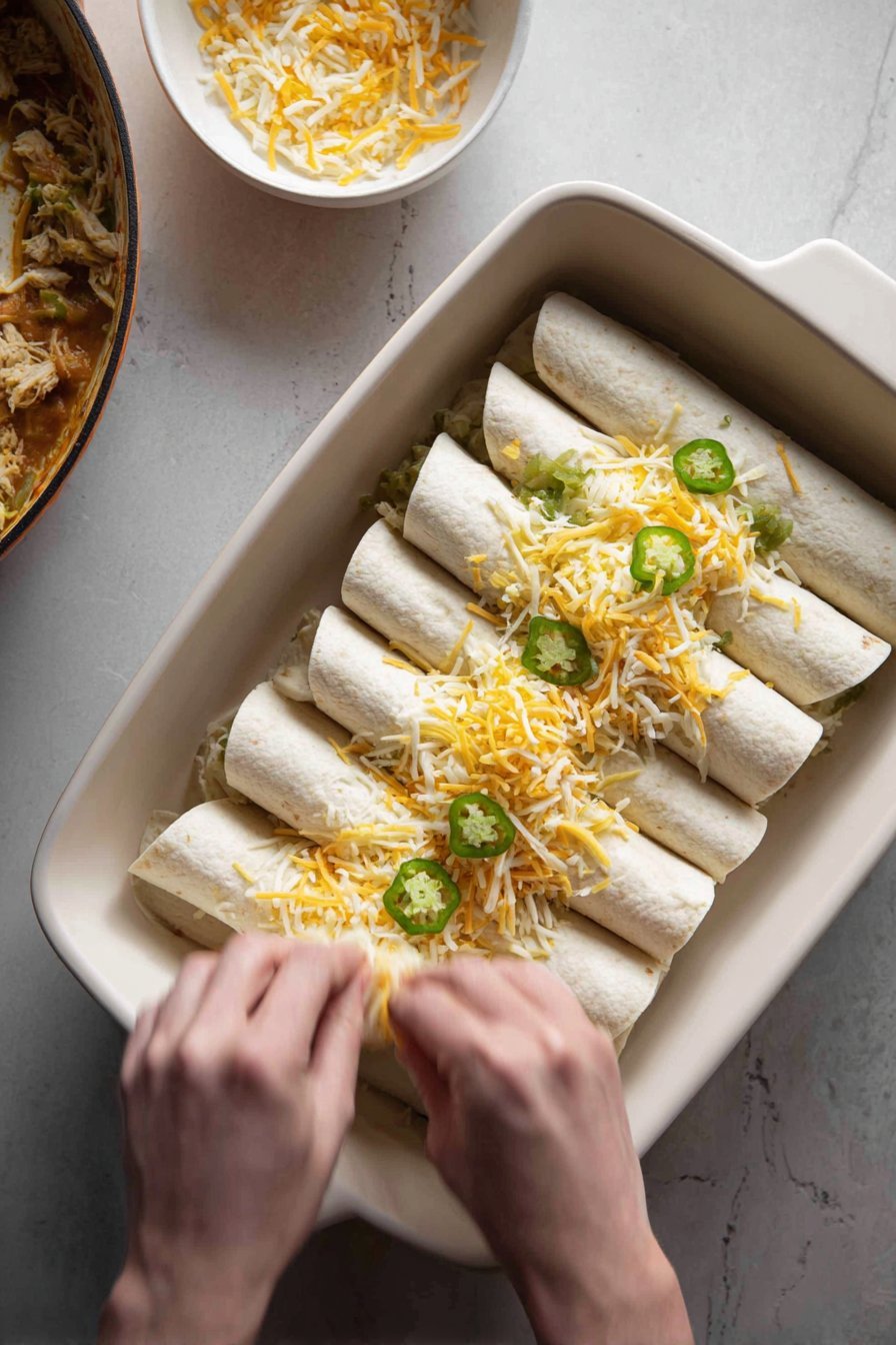 Queso Chicken Enchiladas instructions process