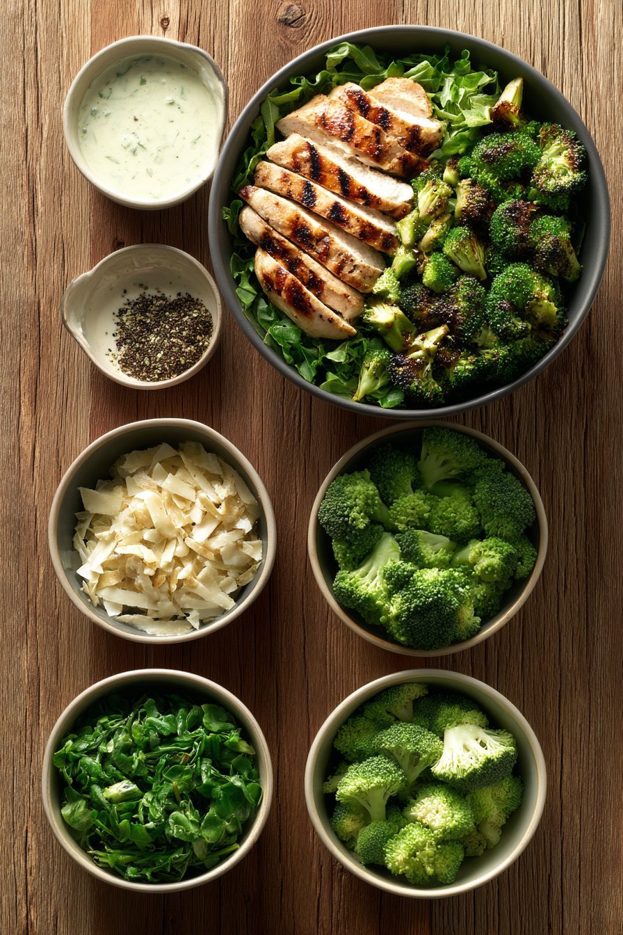 How to Make Grilled Chicken u0026amp; Broccoli Bowls with Creamy Garlic Sauce instructions process