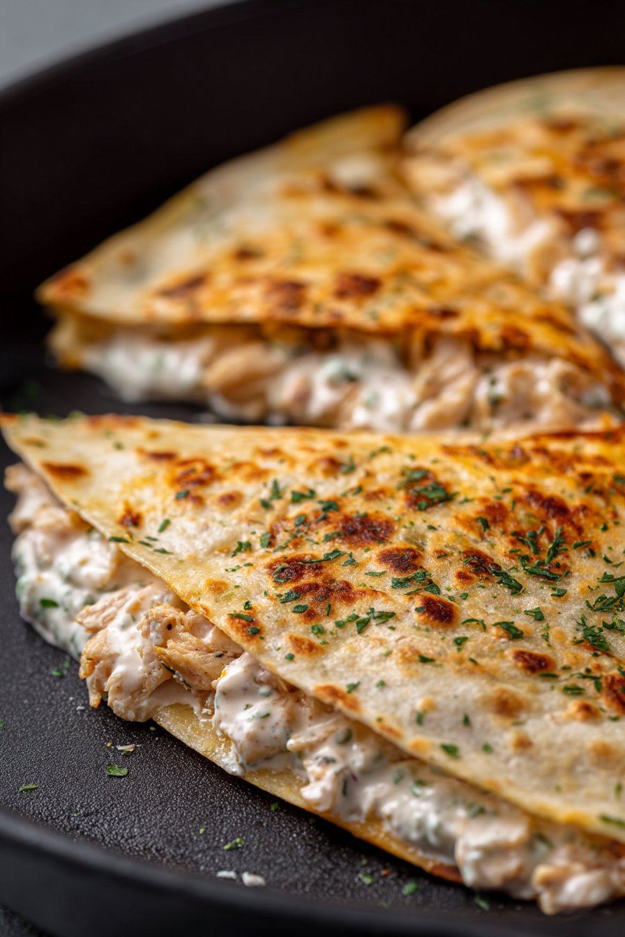 High-Protein Chicken Ranch Quesadilla : Crispy, Creamy & Low-Carb instructions process