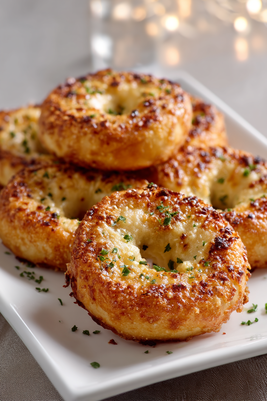 Garlic Parmesan Cottage Cheese Bagels serving