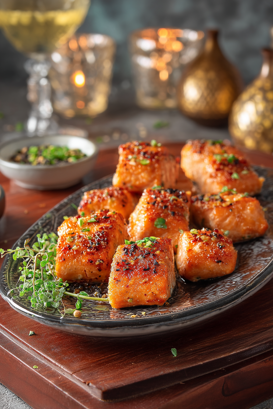 Crispy Air Fryer Honey Garlic Salmon Bites (20-Minutes) serving