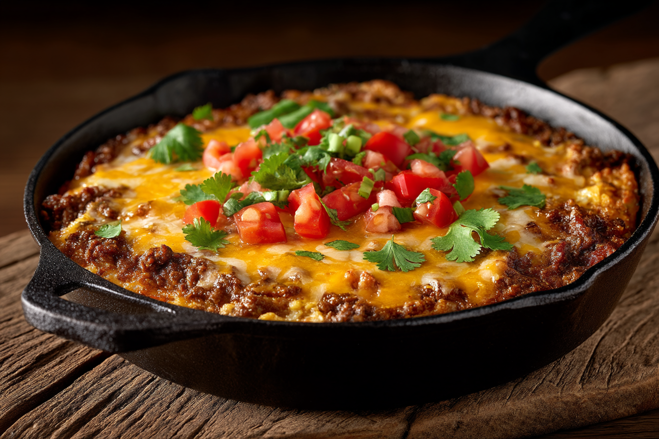 Delicious Keto Taco Casserole recipe card