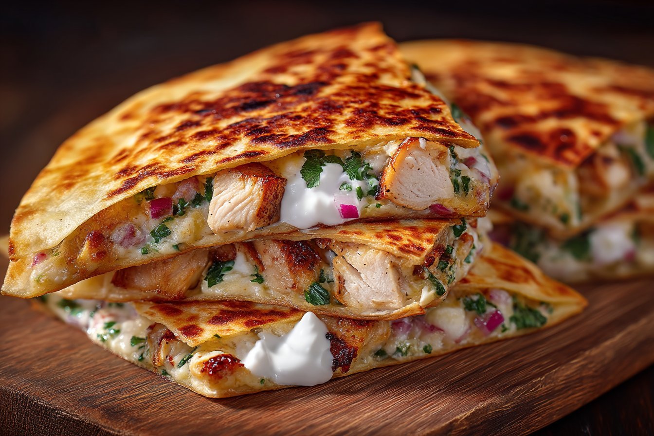 High-Protein Chicken Ranch Quesadilla : Crispy, Creamy & Low-Carb recipe card