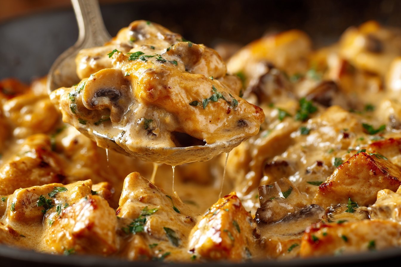 Chicken Stroganoff recipe card