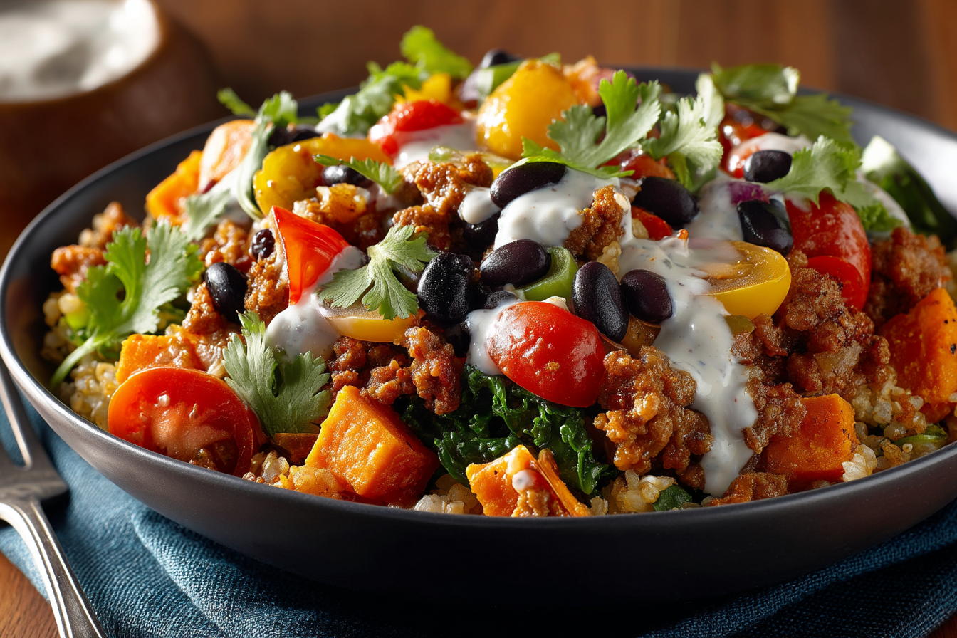 Sweet Potato Taco Bowl recipe card
