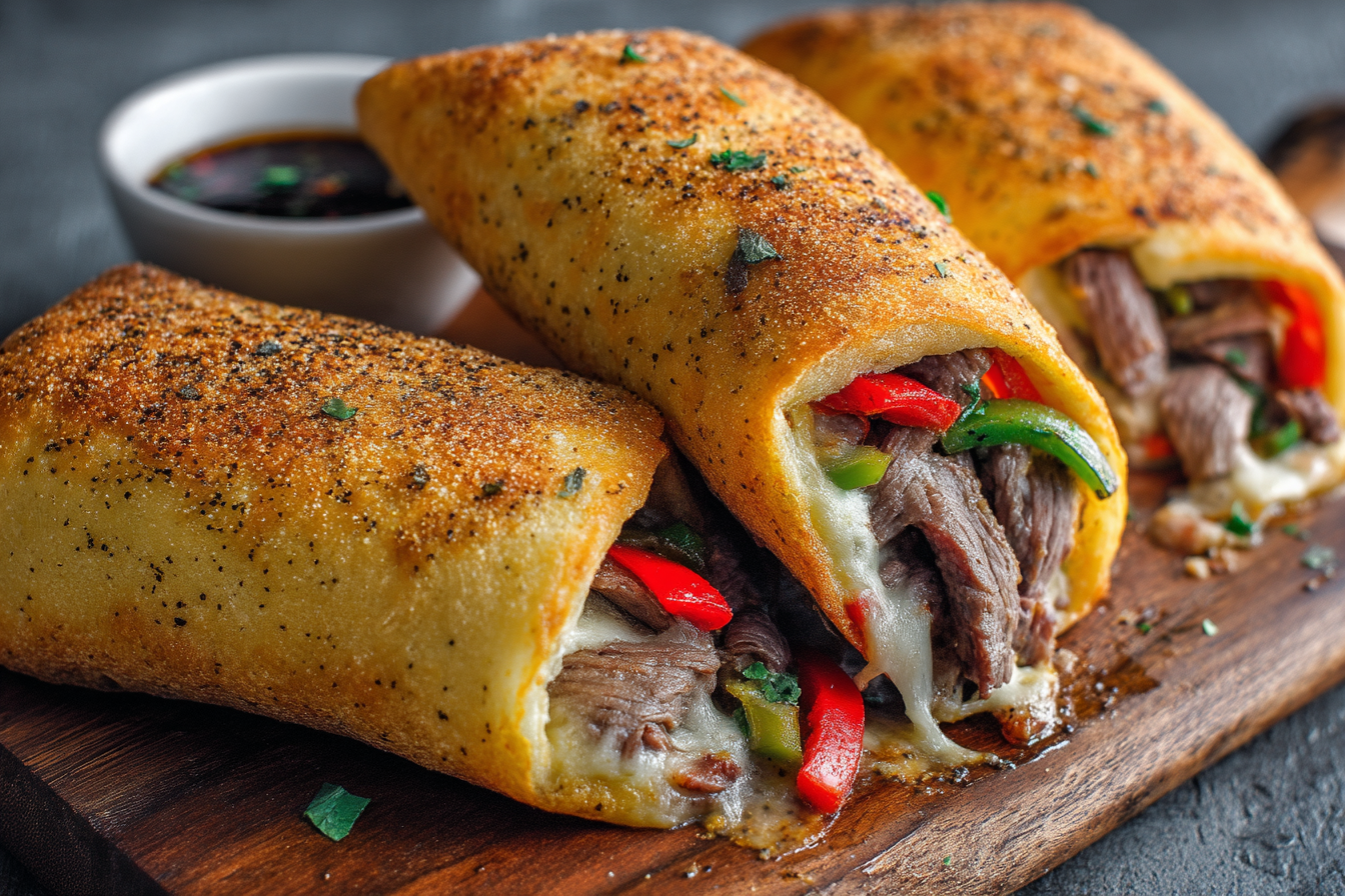 Keto Philly Cheesesteak Rolls - So Tasty & Easy To Make recipe card