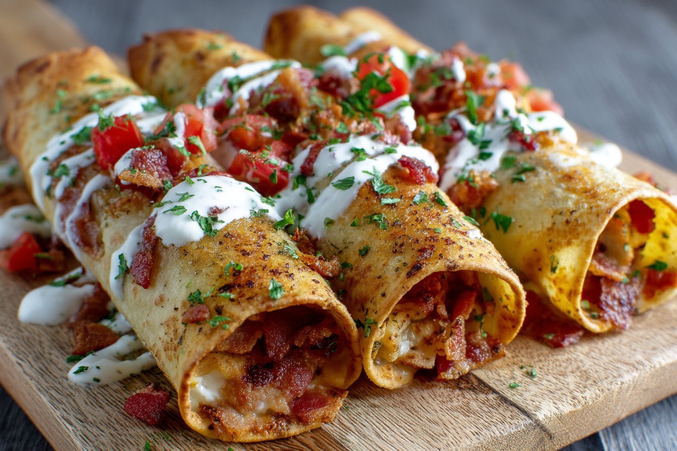 Keto Chicken Bacon Ranch Taquitos recipe card