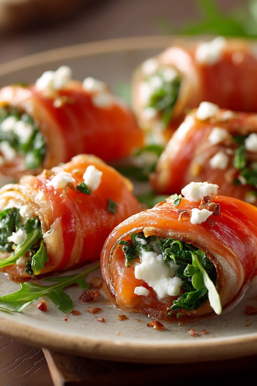 Smoked Salmon Roll Ups serving