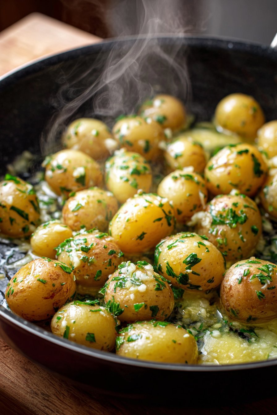 Creamy Garlic Sauce Baby Potatoes instructions process