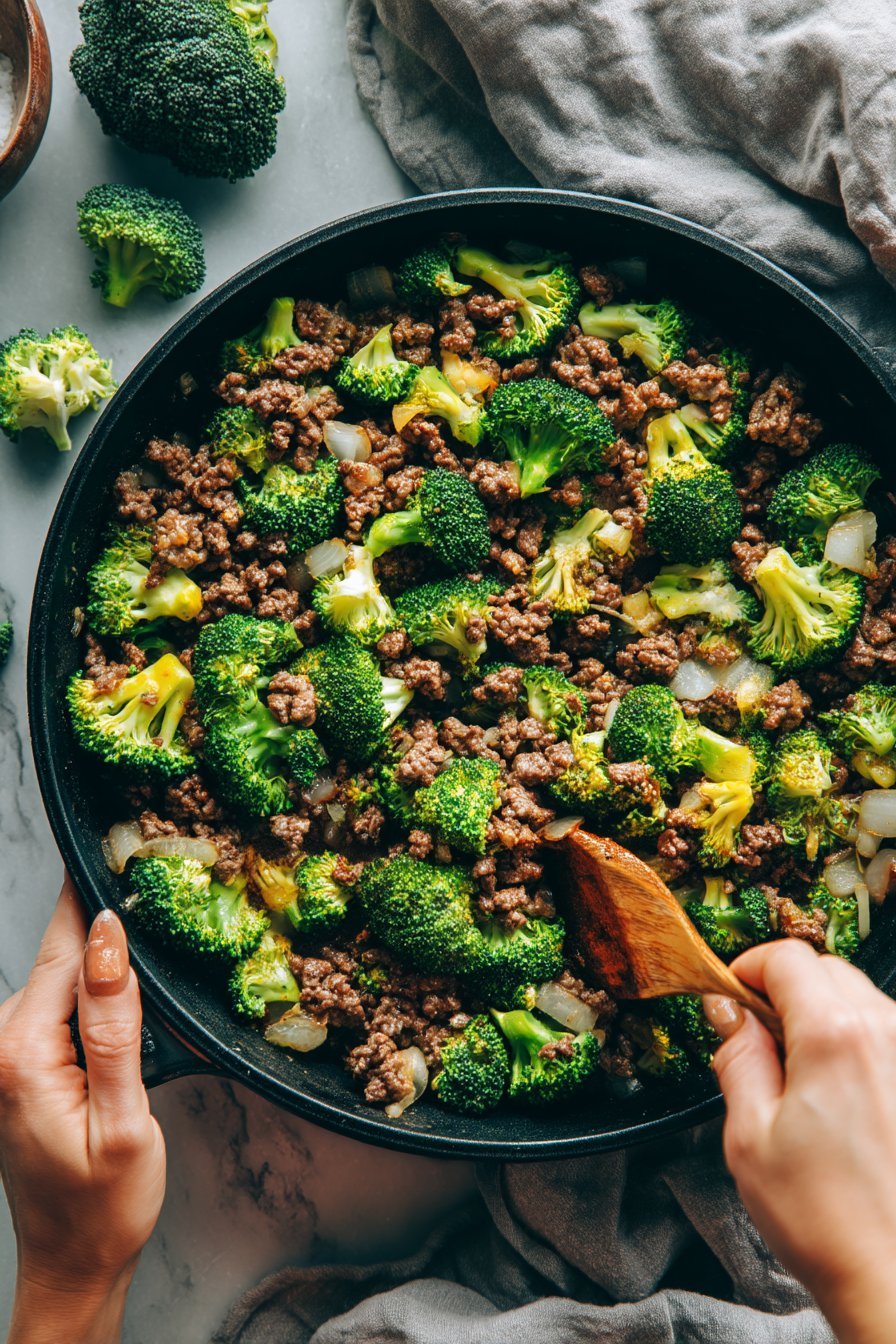 Hamburger Broccoli Skillet instructions process