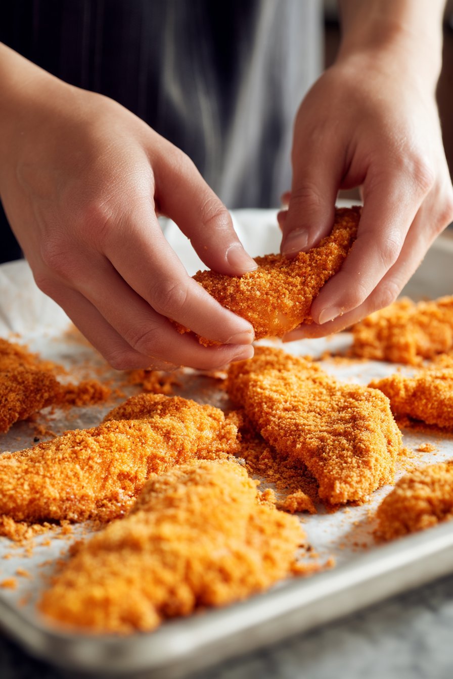 Buffalo Ranch Baked Chicken Strips instructions process