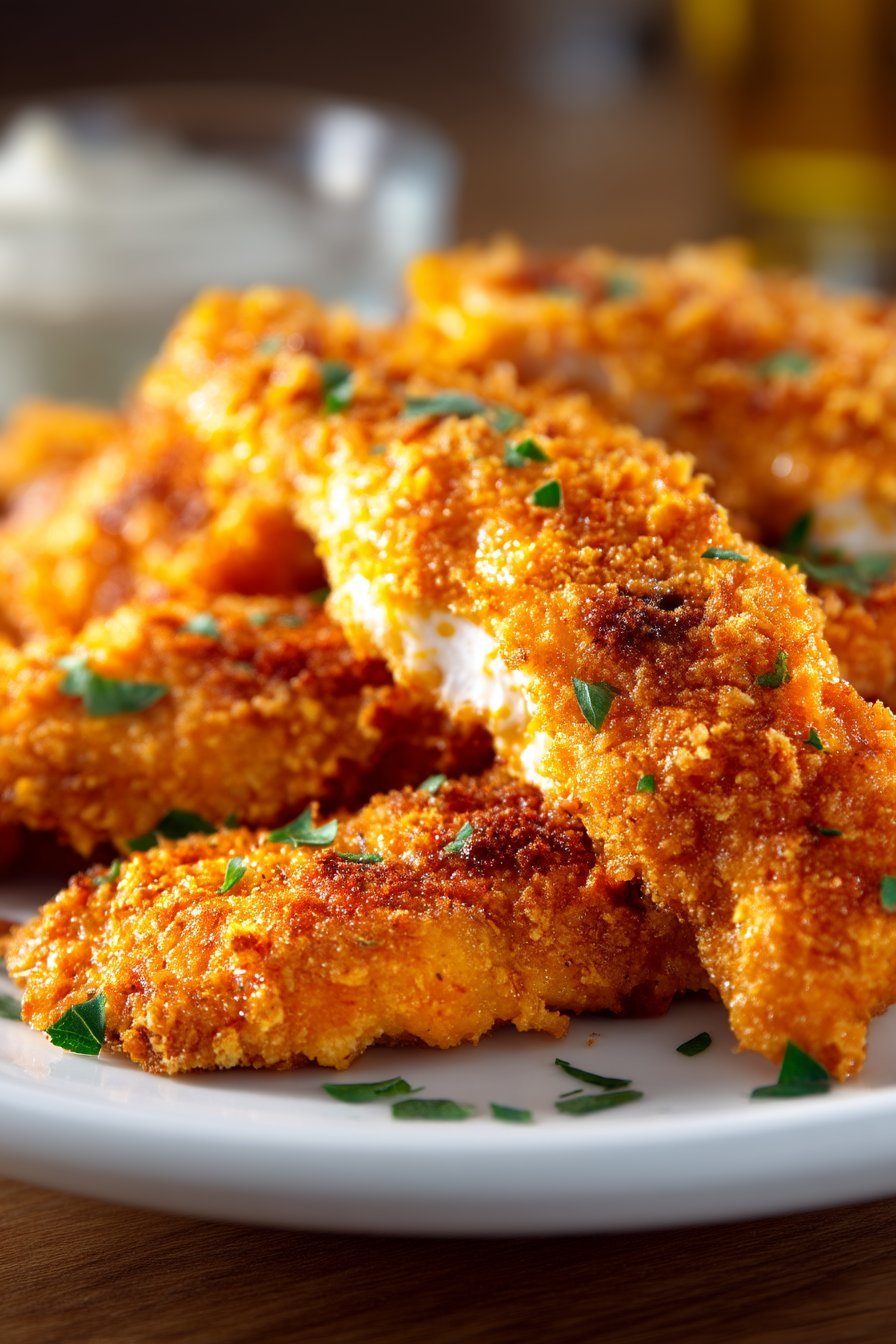 Buffalo Ranch Baked Chicken Strips serving