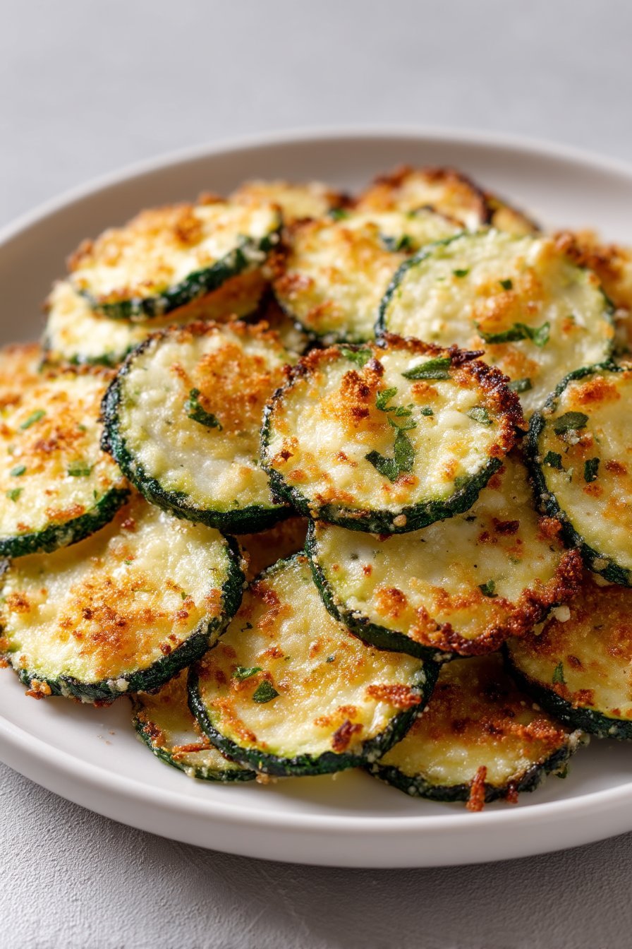 Garlic Parmesan Zucchini Chips serving
