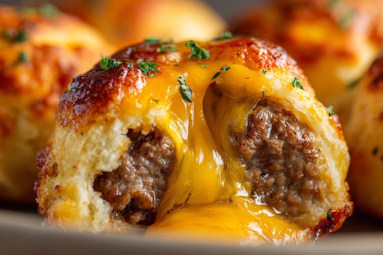 Irresistibly Cheesy Garlic Parmesan Cheeseburger Bombs featured